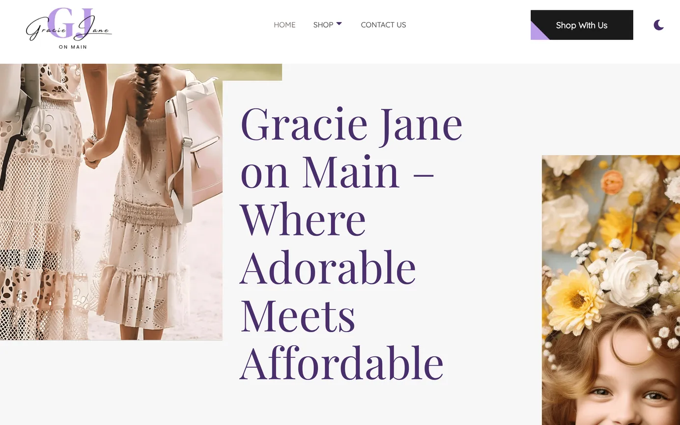 The Gracie Jane on Main homepage