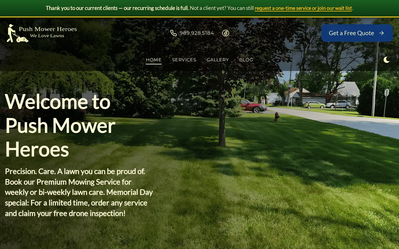 The Push Mower Heroes homepage